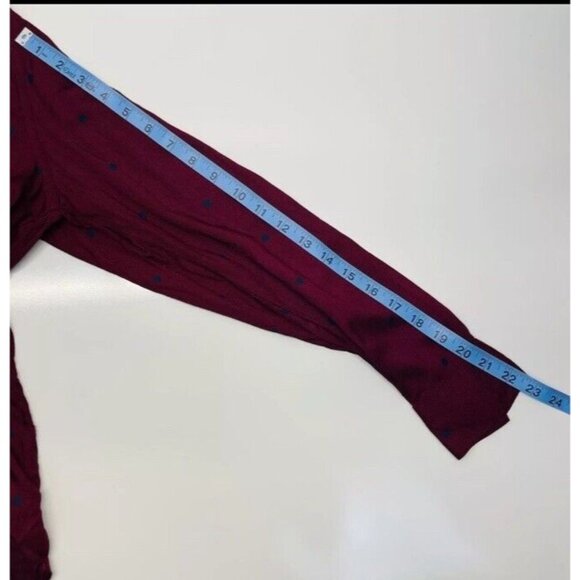 Old Navy Women's Polka Dots Long Sleeve Shirt Size Small Red Button Up New - Picture 6 of 8